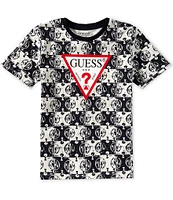 Guess Big Boys 8-18 Short Sleeve Checker Guess Logo T-Shirt