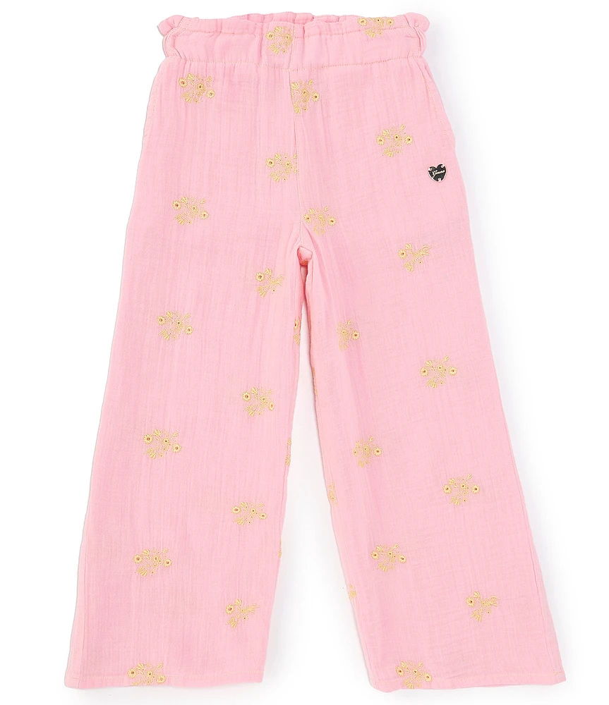 Guess Big Girls 7-16 Embroidered Gauze Wide Leg Pants