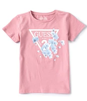 Guess Big Girl's 7-16 Short Sleeve Stretch Jersey Glitter Screen Print T-Shirt