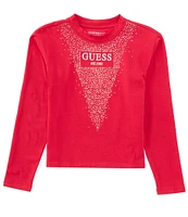 Guess Big Girls 7-16 Long Sleeve Heat-Sealed Rhinestone Top