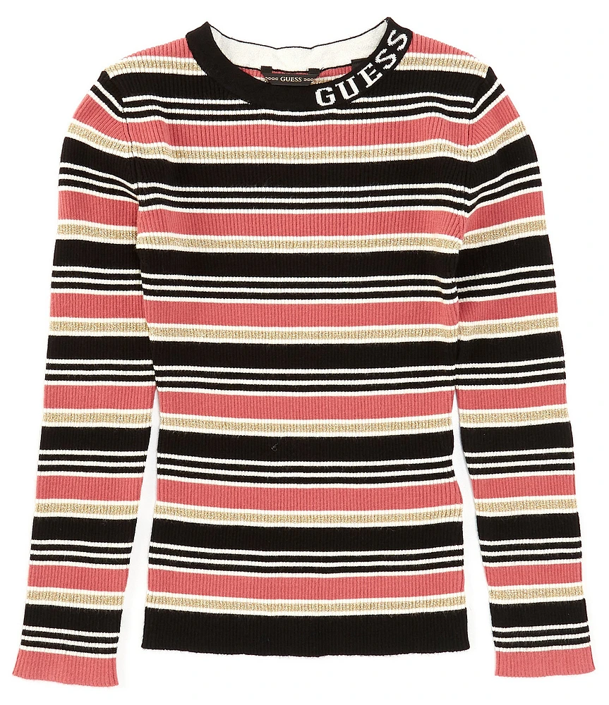 Guess Big Girls 7-16 Long Sleeve Lurex-Striped T-Shirt