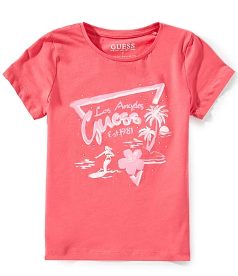 Guess Big Girls 7-16 Short-Sleeve Glitter Accented Water Print T-Shirt
