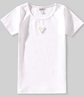 Guess Big Girls Short-Sleeve Metal Rhinestone Triangle Logo T-Shirt