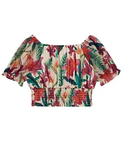 Guess Big Girls 7-16 Short Sleeve Printed Chiffon Top