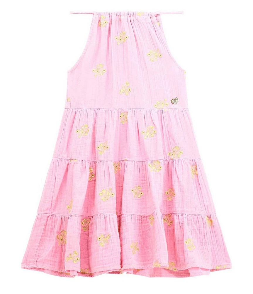 Guess Big Girls 7-16 Sleeveless Embroidered Detail Bonded Gauze Dress