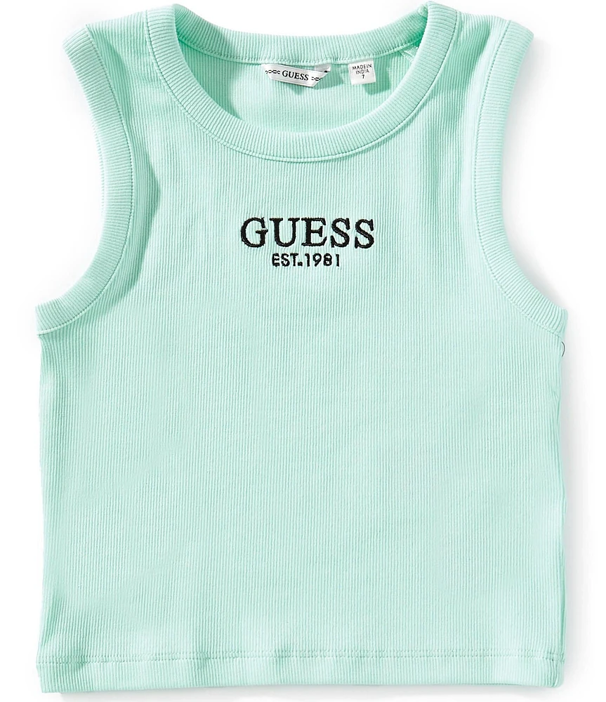 Guess Big Girls 7-16 Sleeveless Logo Rib Tank Top