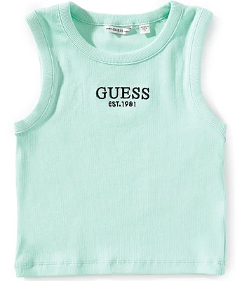 Guess Big Girls 7-16 Sleeveless Logo Rib Tank Top