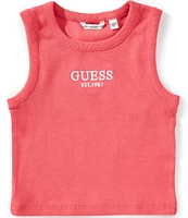 Guess Big Girls 7-16 Sleeveless Logo Rib Tank Top