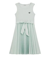 Guess Big Girls 7-16 Sleeveless Mixed Fabric Pleated Dress