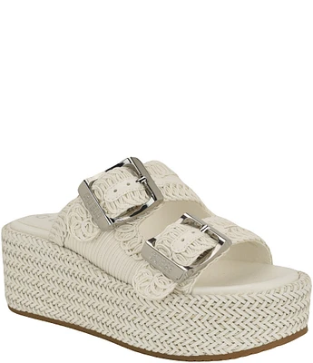 Guess Binks Raffia Platform Slides