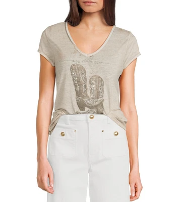 Guess Bling Boots Burnout Short Sleeve T-Shirt