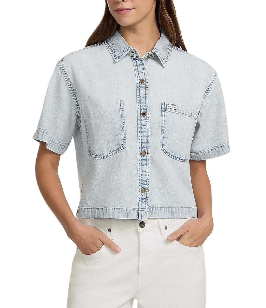 Guess Boxy Short Sleeve Denim Shirt