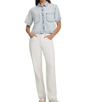 Guess Boxy Short Sleeve Denim Shirt