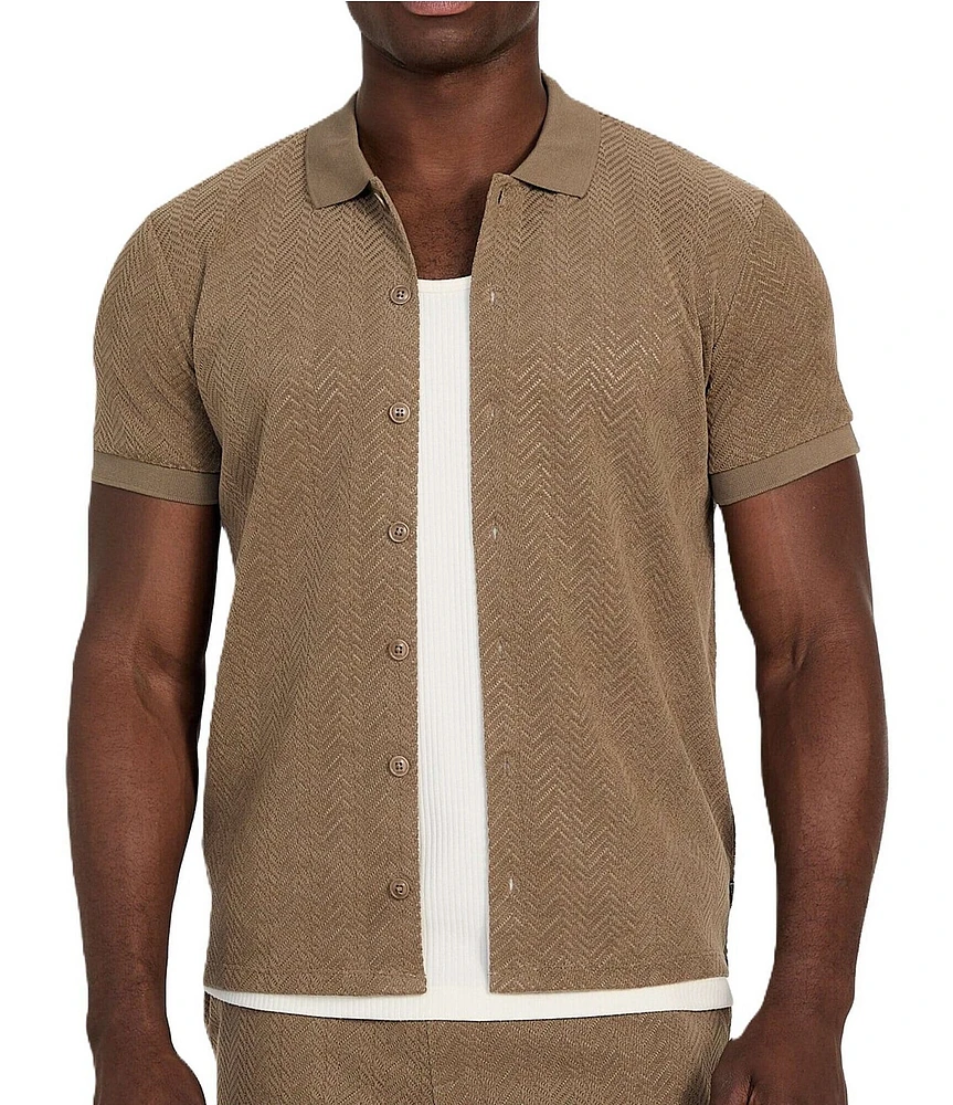 Guess Calvin Chevron Short Sleeve Knit Shirt