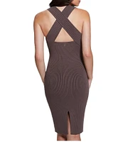 Guess Carista Rib Knit Cross-Back Knee Length Dress