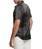 Guess Charm Mosaic Stripe Short Sleeve Woven Shirt