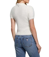 Guess Coraline Polo Short Sleeve Eyelash Sweater