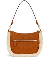 Guess Davika Hobo Shearling Faux Suede Shoulder Bag