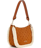 Guess Davika Hobo Shearling Faux Suede Shoulder Bag