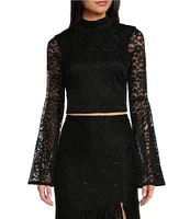 Guess Dominique Coordinating Patterned Lace Long Sleeve Top