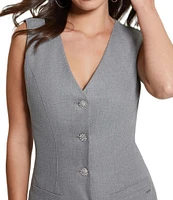 Guess Doris Sleeveless Rhinestone Buttoned Dress