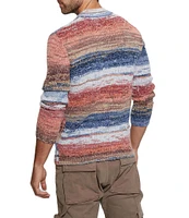 Guess Edged Space Dye Striped Long Sleeve Sweater