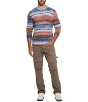 Guess Edged Space Dye Striped Long Sleeve Sweater