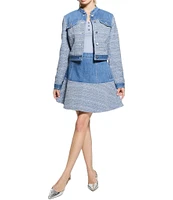 Guess Elsie High Rise Tweed Mix Coordinating Denim Skirt