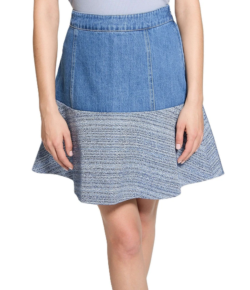 Guess Elsie High Rise Tweed Mix Coordinating Denim Skirt
