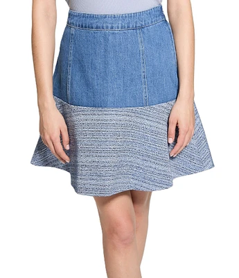 Guess Elsie High Rise Tweed Mix Coordinating Denim Skirt