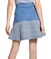Guess Elsie High Rise Tweed Mix Coordinating Denim Skirt