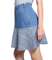 Guess Elsie High Rise Tweed Mix Coordinating Denim Skirt