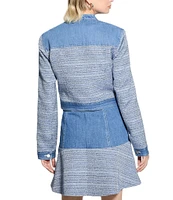 Guess Elsie Tweed Mix Cropped Coordinating Denim Jacket