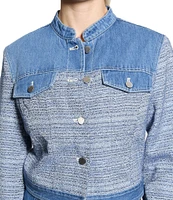 Guess Elsie Tweed Mix Cropped Coordinating Denim Jacket