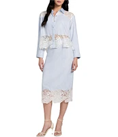 Guess Evie Lace Trimmed Long Sleeve Denim Top