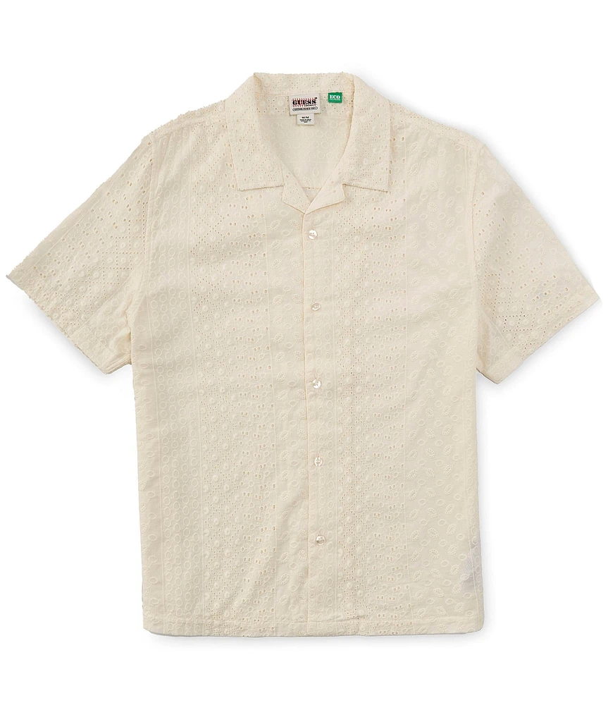 Guess Eyelet Short Sleeve Woven Camp Shirt