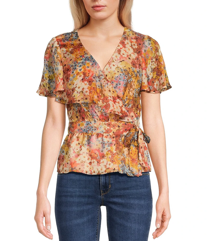 Guess Ferra Short Sleeve Daisies Print Top