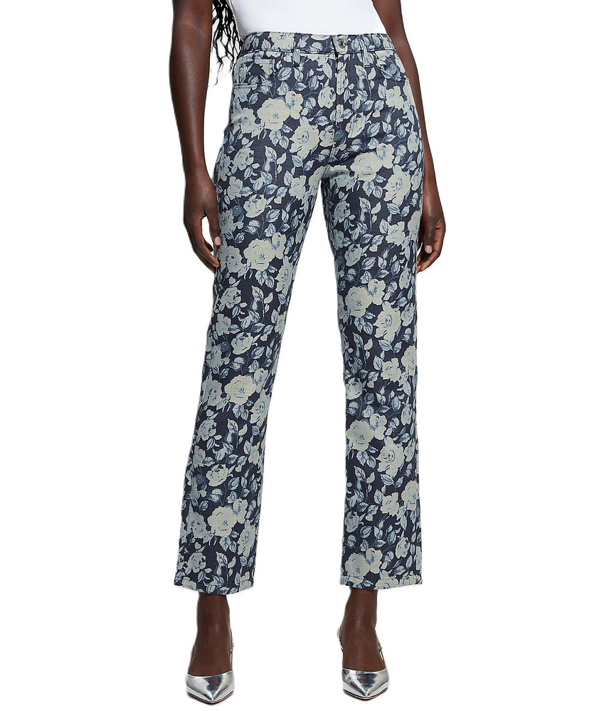 Guess Girly Mid Rise Printed Jacquard Pants