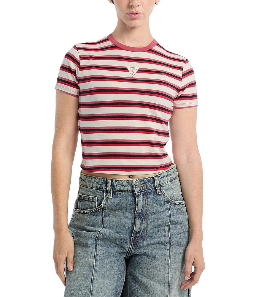 Guess Go Core Stripe Short Sleeve Cropped Baby T-Shirt