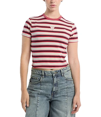 Guess Go Core Stripe Short Sleeve Cropped Baby T-Shirt