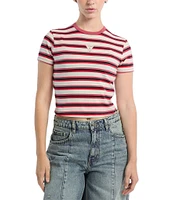 Guess Go Core Stripe Short Sleeve Cropped Baby T-Shirt