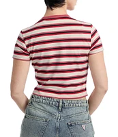 Guess Go Core Stripe Short Sleeve Cropped Baby T-Shirt