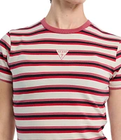 Guess Go Core Stripe Short Sleeve Cropped Baby T-Shirt