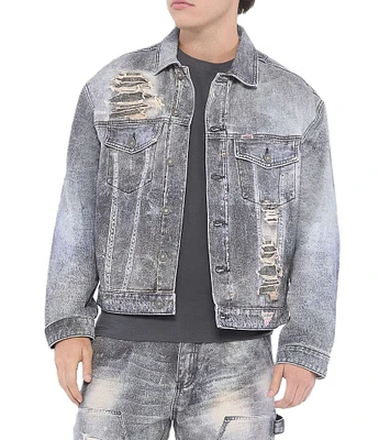 Guess Go Printed Mending Denim Trucker Jacket