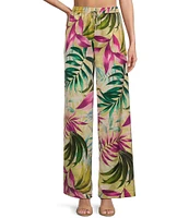 Guess Ines Coordinating Satin Tropical Print Wide Leg Joggers
