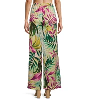 Guess Ines Coordinating Satin Tropical Print Wide Leg Joggers