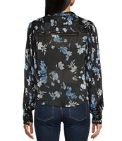Guess Josette Long Sleeve Floral Printed Chiffon Top