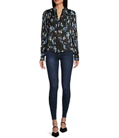 Guess Josette Long Sleeve Floral Printed Chiffon Top