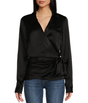 Guess Karley Long Sleeve Tie Side Wrap Top