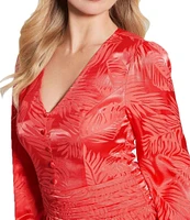 Guess Khadesa Palm Leaf Print Long Sleeve Jacquard Romper